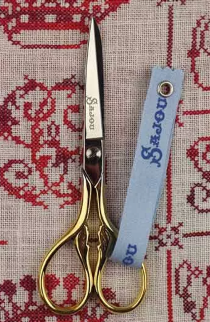 Large sewing scissors - gilded - Leaf design