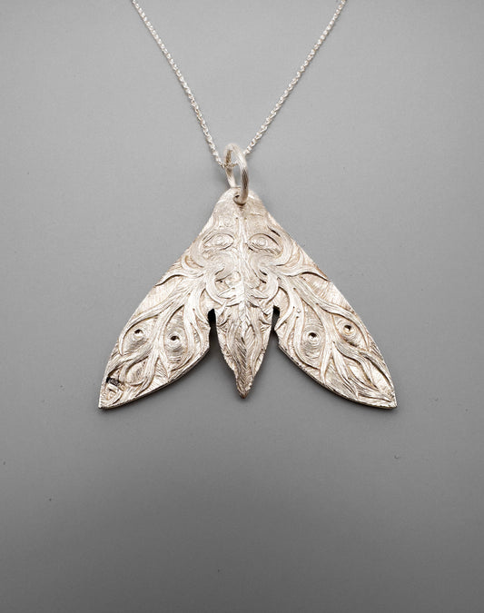 Silver Hawk Moth Pendant